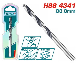 TOTAL 4341 HSS drill bit  8mm 1pcs (TAC1200804)
