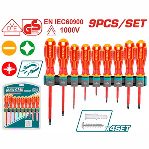 TOTAL 9 Pcs insulated screwdriver set 1000V (THTIS596)